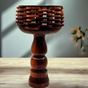 Vintage Solid Wood Brutalist Planter Mid Century